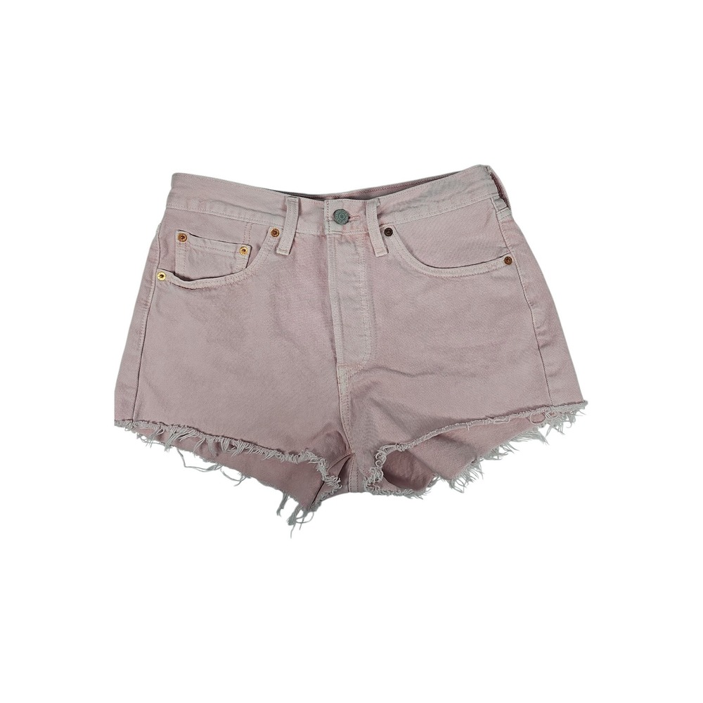 Levi‎ 501 Original Cut Off Denim Shorts Pink High Waist Womens 28